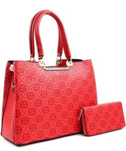 2in1 Fashion Faux Leather Geometric Handbag BCH-9132W RED